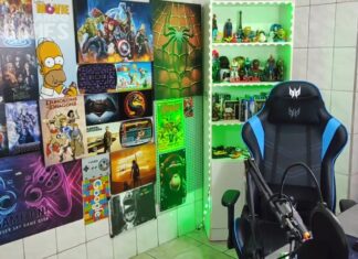 Minha Sala Gamer Provisória no Escritório (cenário para LIVES de Games)